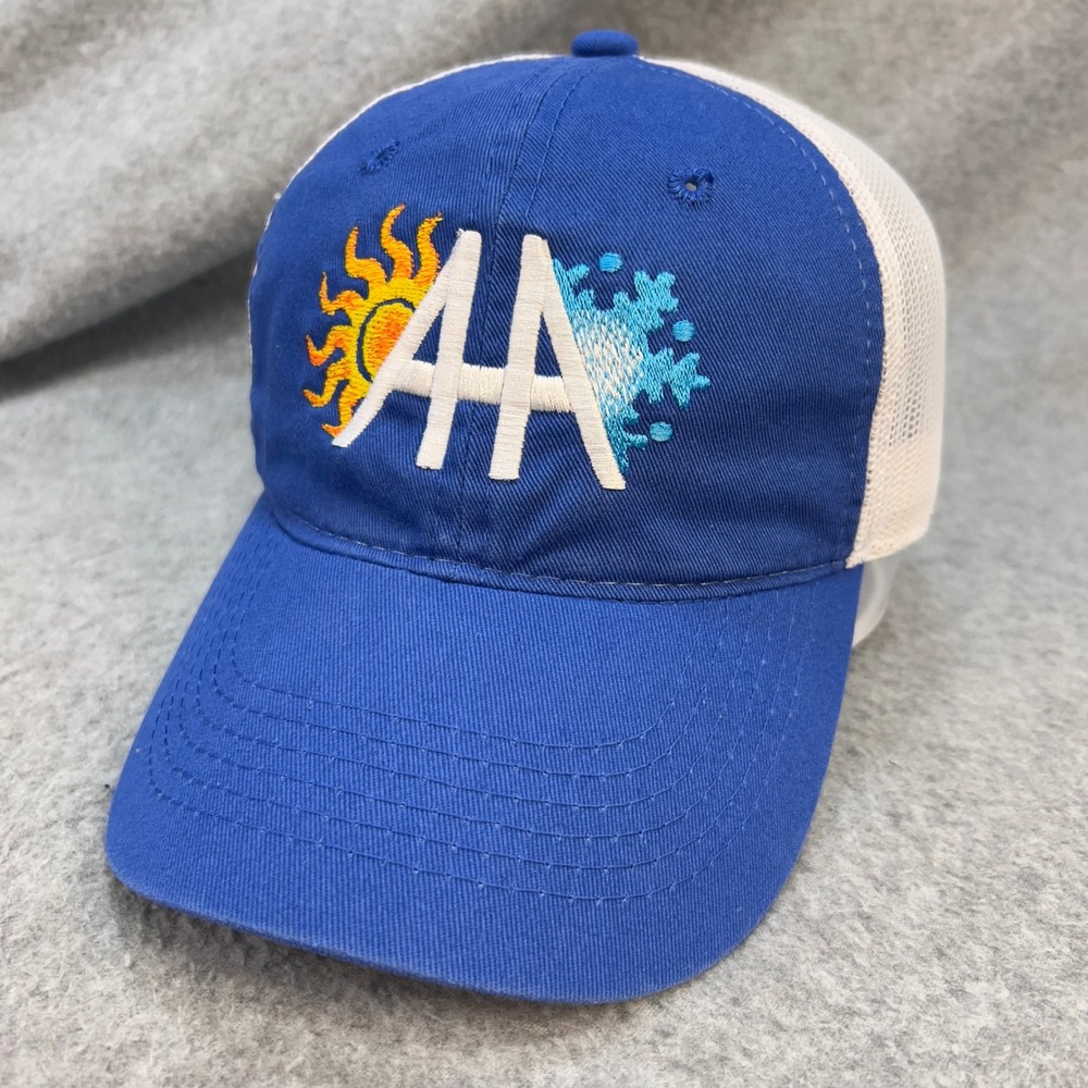 Sun Snowflake AA Mens Blue Amana Trucker Hat HVAC Contractor Mesh OSFA